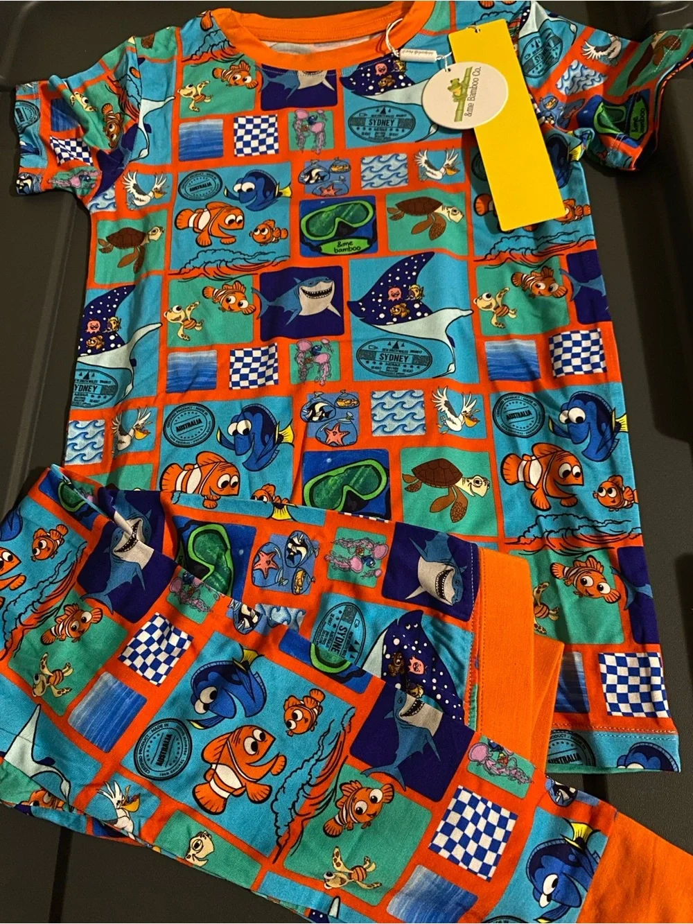 Kids Blue & Orange Ocean Character Pajama Set